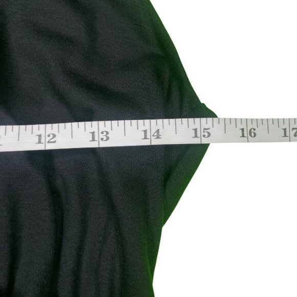 Allen Schwartz Black Ruched V-Neck Faux Silk Gold Halter Maxi Dress Size Med - Picture 6 of 10